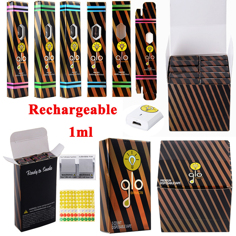 

1000mg Glo Disposable Vape Pens Cartridges Empty Pods 280MAH Battery For E Cigarettes Starter Kits Disposable Vapes With 20 Flavors