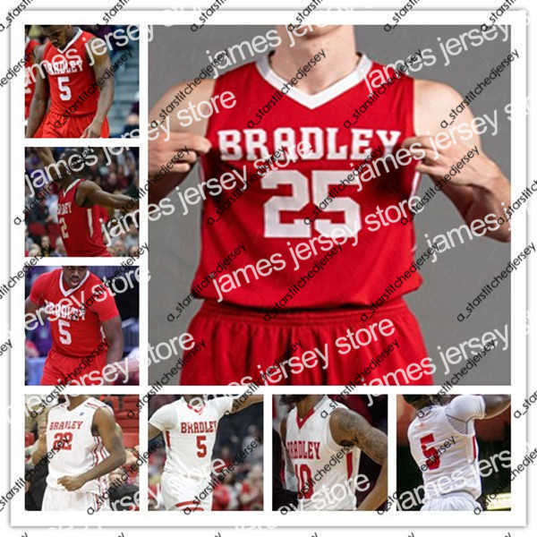 

American College Football Wear American College Football Wear Custom College Bradley Braves Basketball Jersey Darrell Brown Nate Kennell Ari Boya Danya Kingsby El, Men white