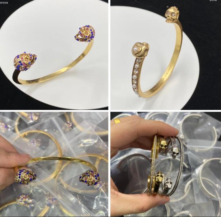 

Treachery and publicity Bangles double Skull drill Braceles Skeleton Men Women Opening Couple Party street Bracelet MBSD05 Hiphop Punk Rock Jewelry Gifts