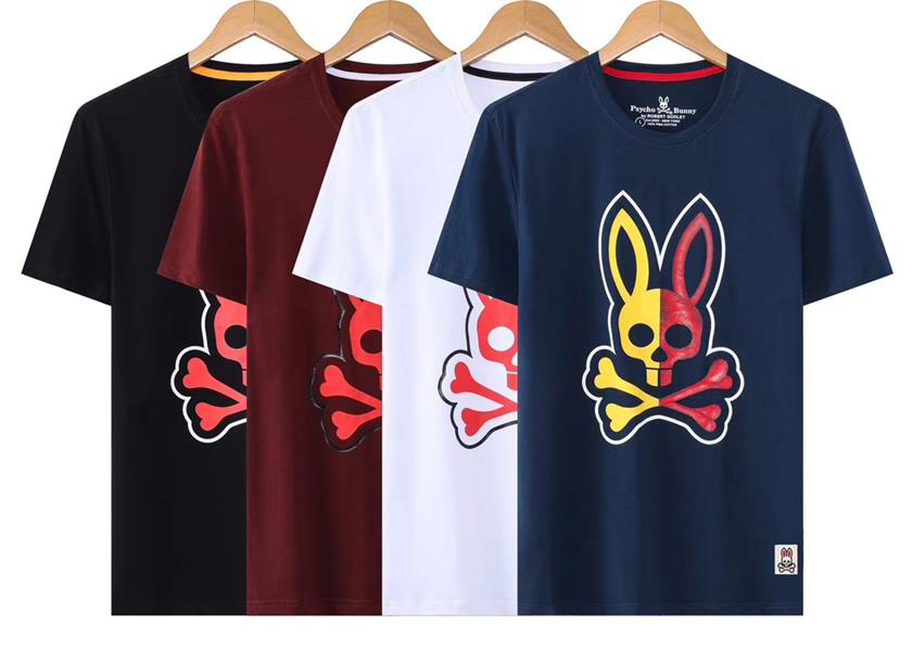 

Men's PsychoBunny Skull Rabbit Round Neck T-Shirt Short Sleeve Top Half Sleeve Undercoat for Couples M-XXXL #04, Customize