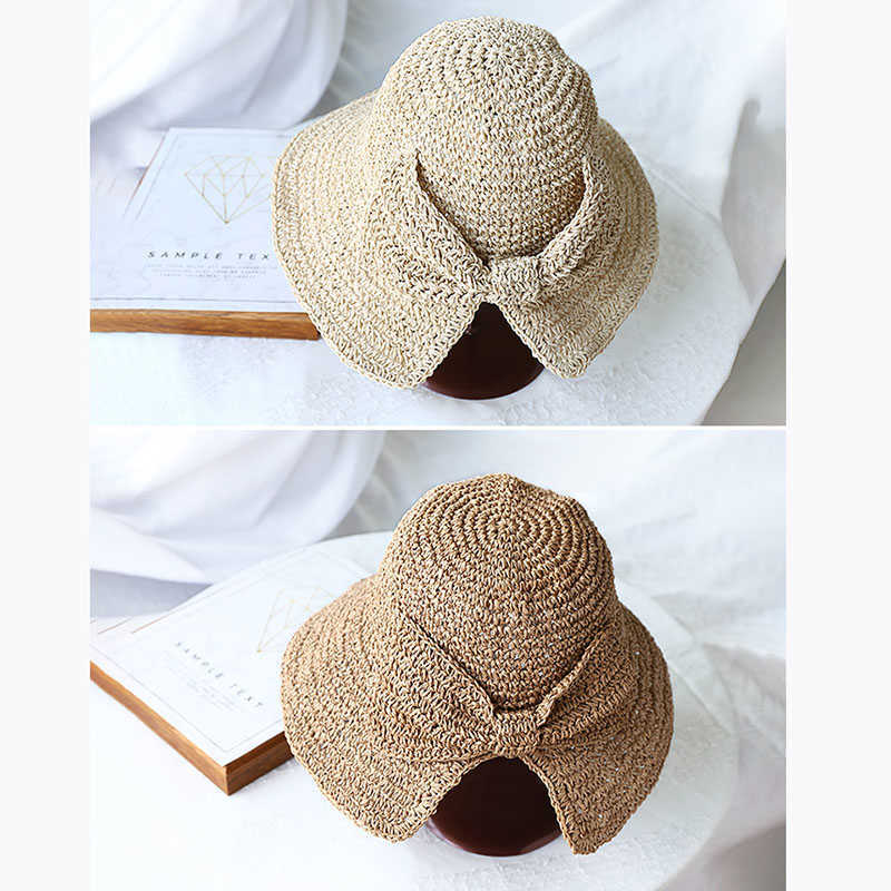 

Beanie/Skull Caps 2021 Handmade %Raffia Bow Sun Hat Wide Brim Floppy Summer Hats For Women Beach Panama Straw Dome Bucket Hat Femme Shade Hat T221219, Orange red