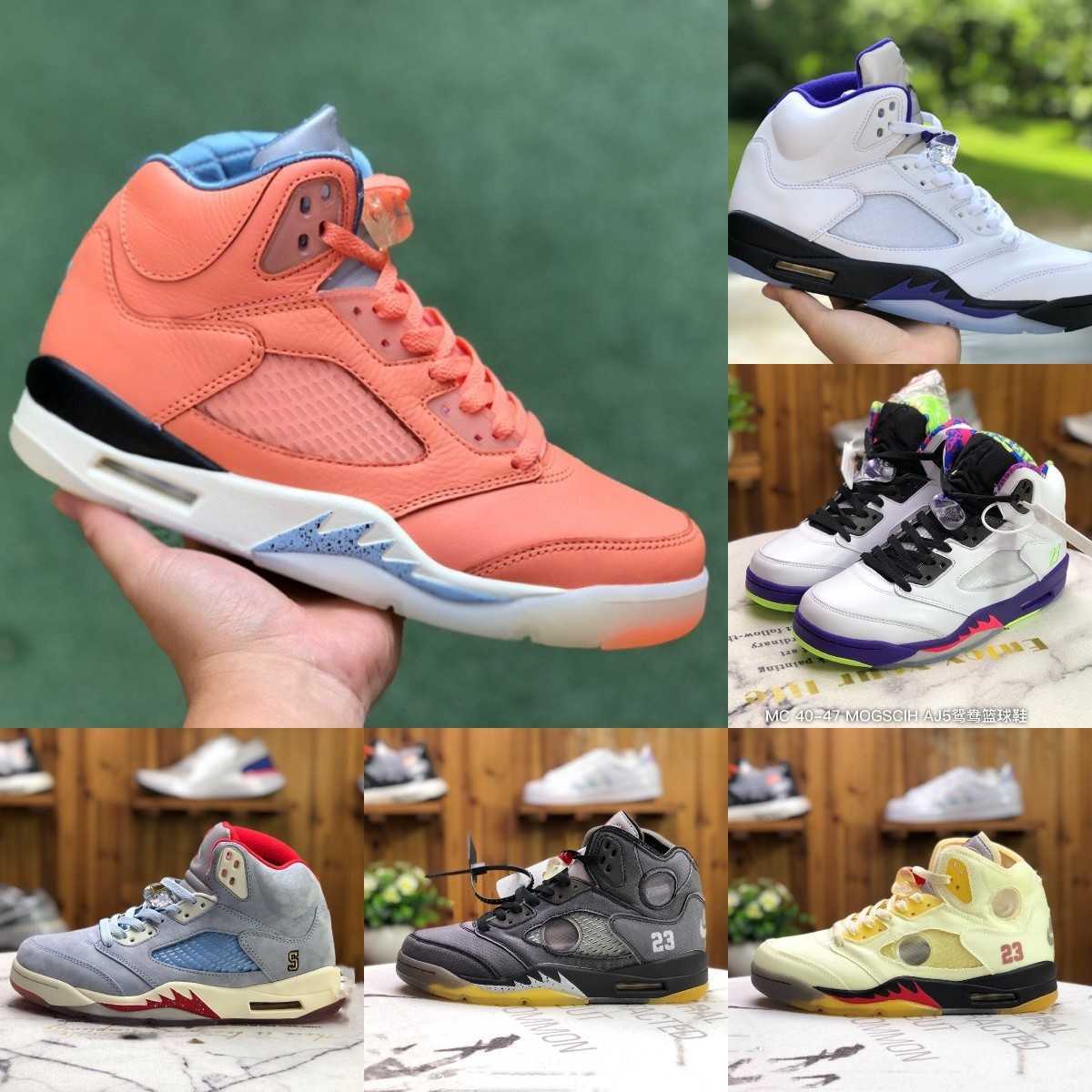 

2023 New Pattern Basketball Shoes Racing Blue Jumpman 5 5S Casual Shoes Basketball Men's Sports Shoes High Quality Bull Oreo Mandarin Duck White Blue Purple Grape S02, Shua