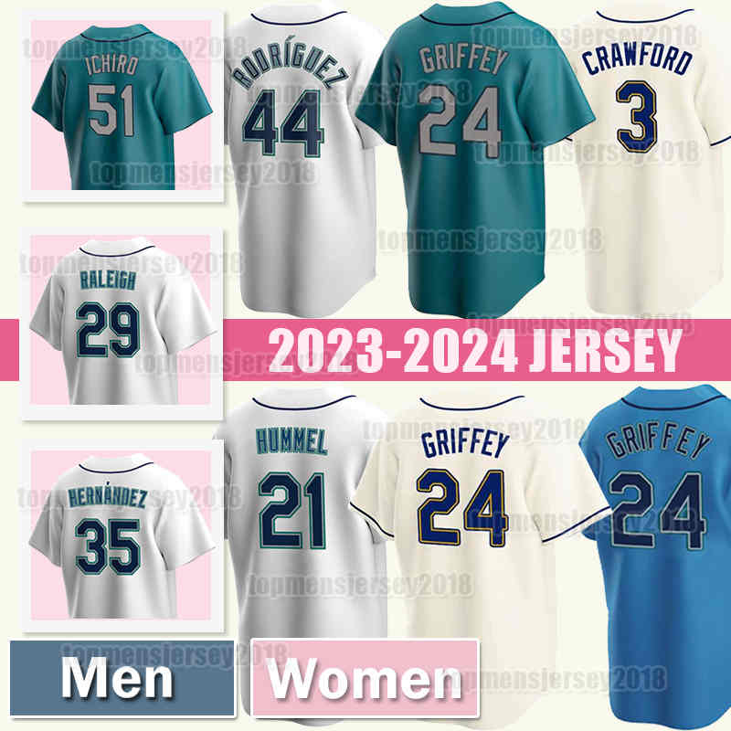 

44 Julio Rodriguez Jersey 24 Ken Griffey Jr 3 JP Crawford Mariners Baseball Edgar Martinez Seattle Suzuki Ichiro Jarred Kelenic Kolten Wong Matt Brash Marco Gonzales, Men retro jersey(ss)