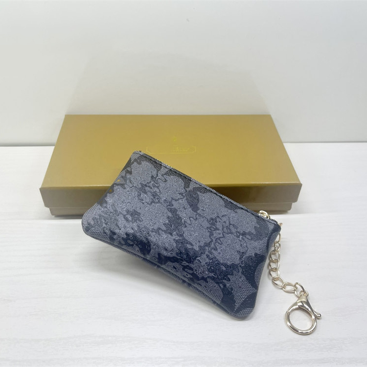 2022 High quality box leather multicolor coin purse long wallet clip classic zip pocket