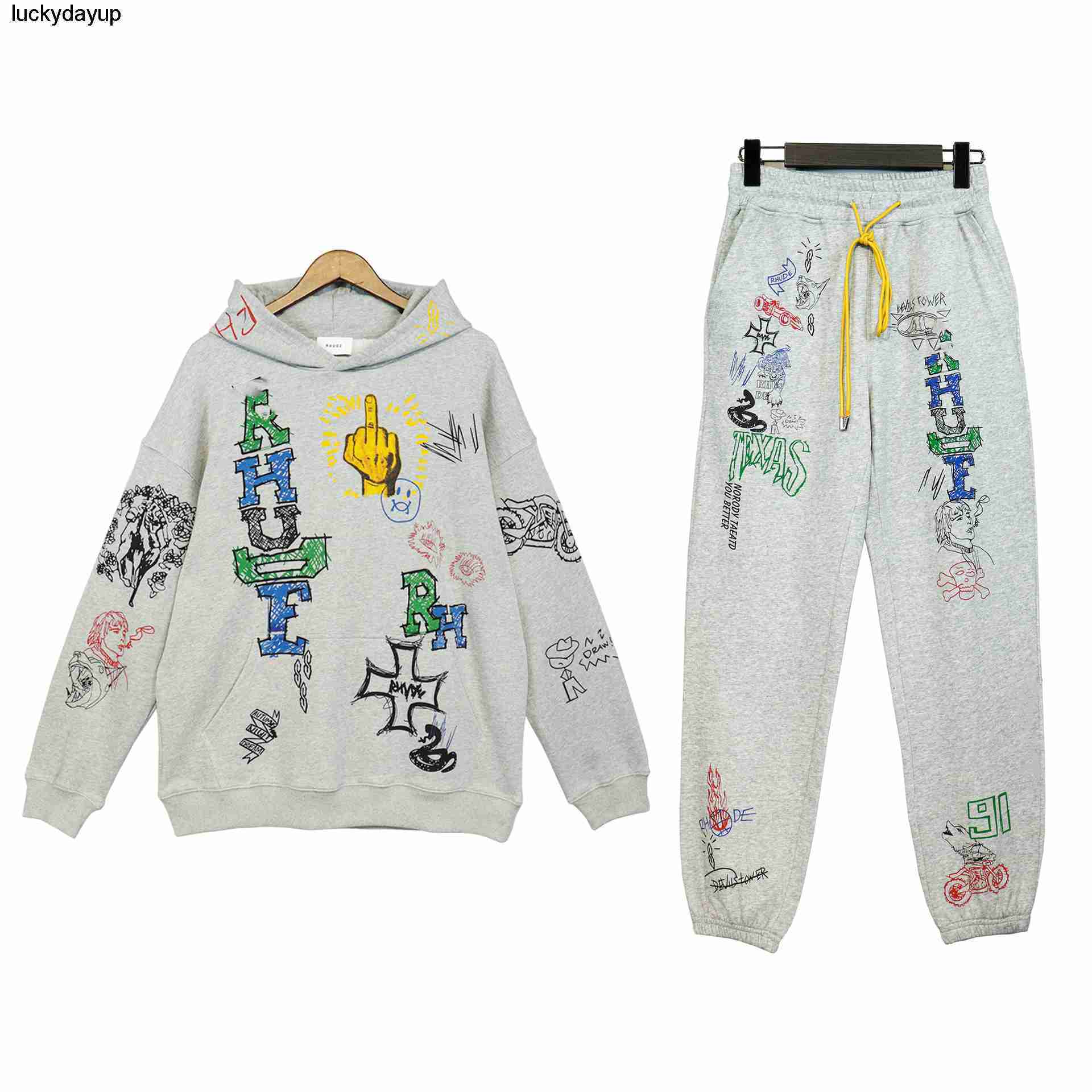 Survêtements pour hommes Rhude Designer Winter Nouveau principal Graffiti Casual Hooded à manches longues Pull de mode Brand de mode