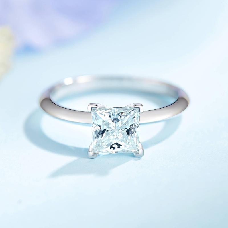 

Cluster Rings Ainan 925 Sterling Silver D Color Princess Cut Moissanite Ring Pass Diamond Test For Women Fine Jewelry