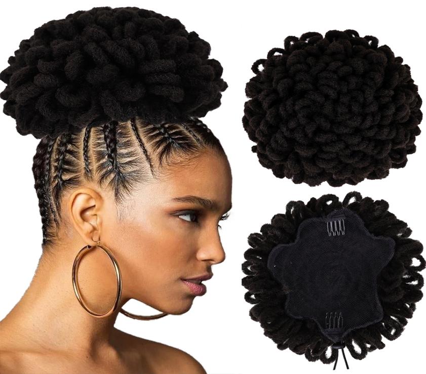 

Costume Accessories Dreadlock Afro High Puff Drawstring Ponytail Hair Bun Hairpieces Faux Locs Clip In Pony Tail Synthetic Hair Bu5251700, L 1b