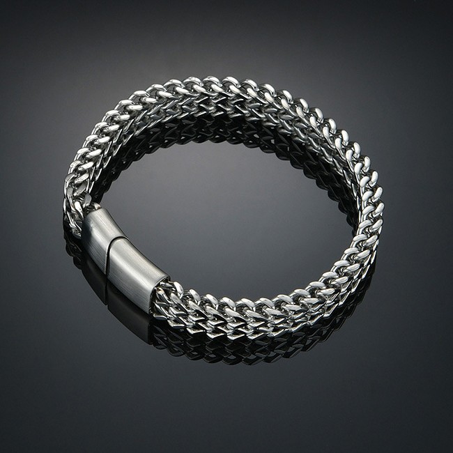

jewelry designer bracelet channel men charms bangles man simple titanium steel double row chain bracelet trend overbearing widened mesh woven silver bracelets