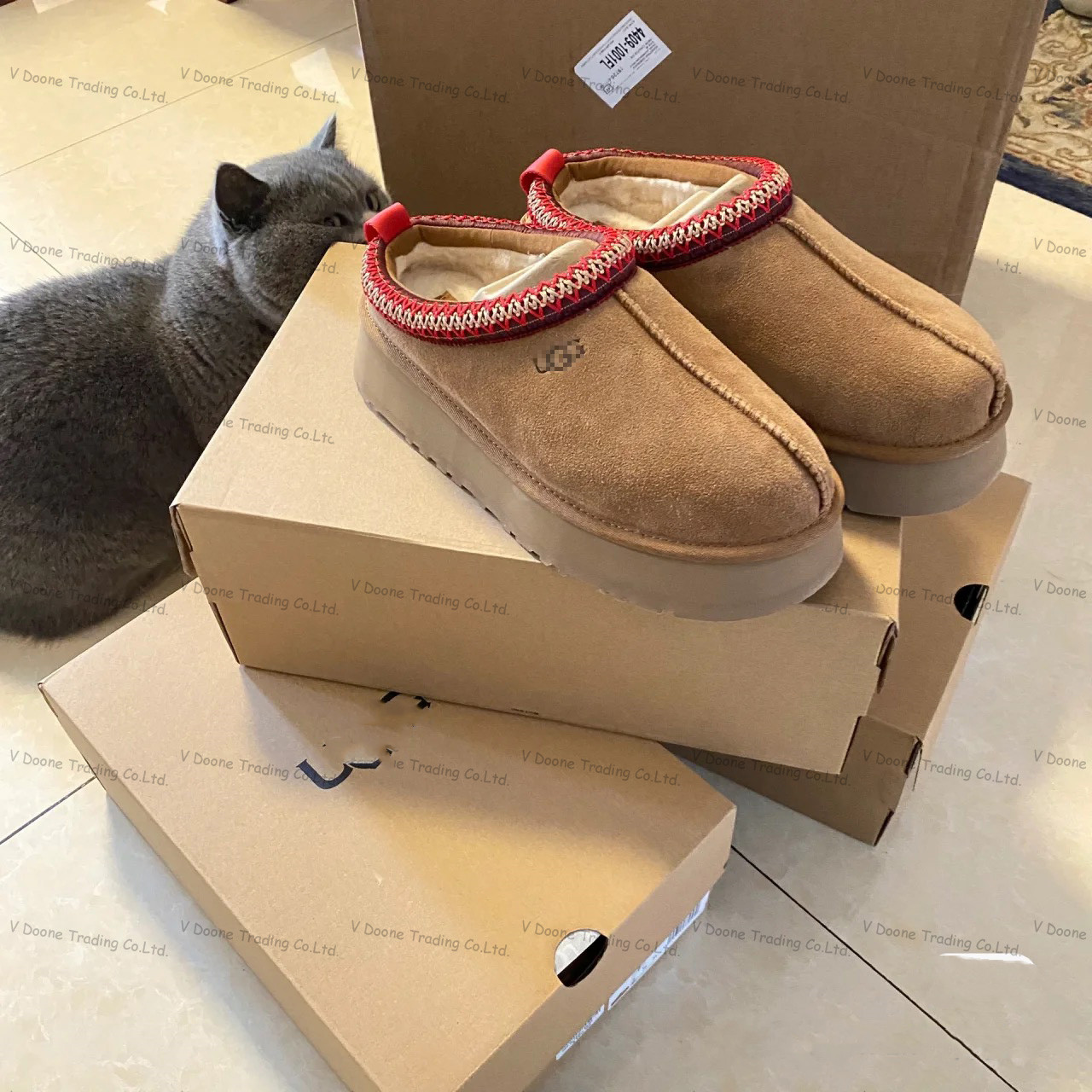 

Tasman Slippers Chestnut Fur Slides Sheepskin Shearling Tazz Classic Mules Women Men Ultra Mini Platform Boot Slip-on Shoes Suede Upper, 12