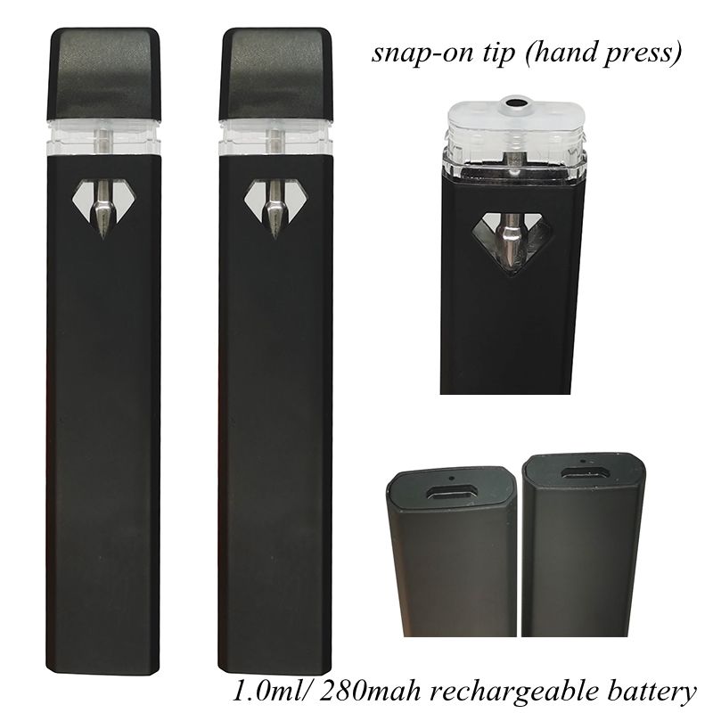 

1.0ml Vape Pen 280mah Rechargeable Battery Snap on Cap Disposable Empty Device Vaporizer Pens Thick Oil Stater Kits Quality Promised OEM Available