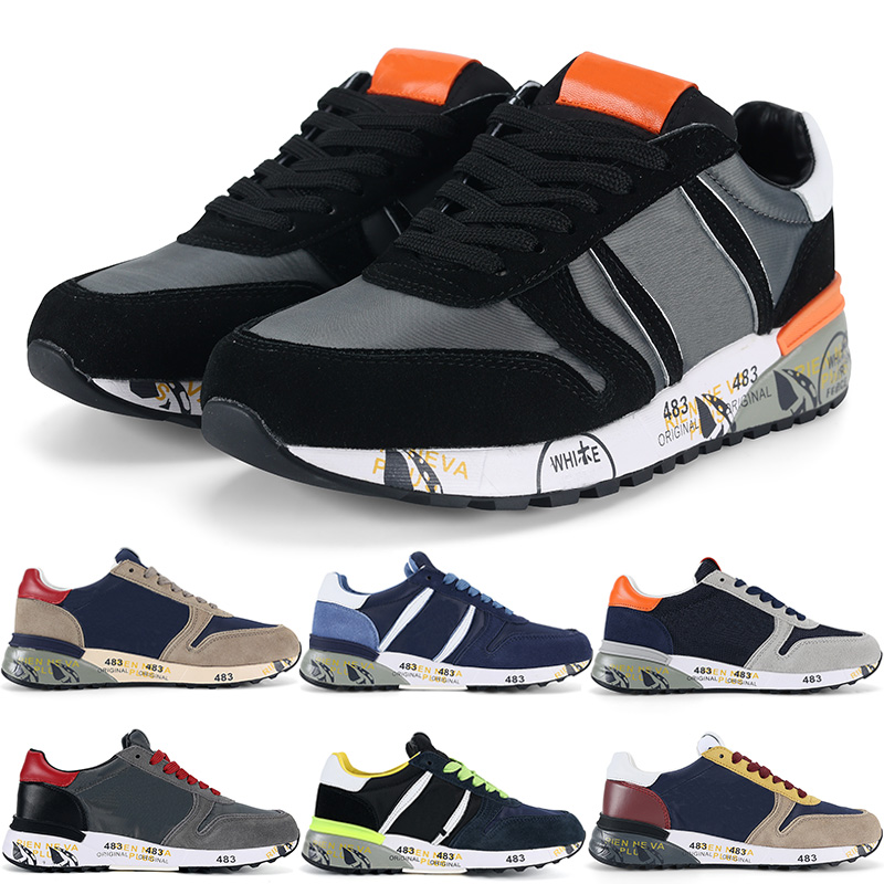 

2023 Designer Vintage Breathable Casual Shoes Calfskin Leather Abloh White Green Red Blue Letter Overlays Platform Low Sneakers Size 39-45, With original box