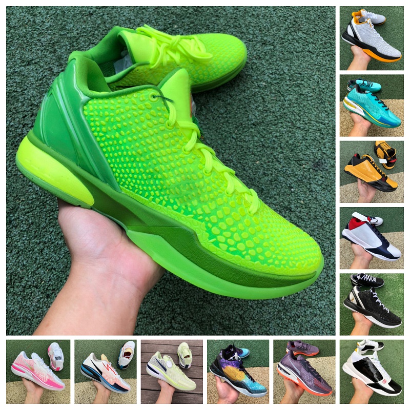 

Kobe 6 Protro Grinch Basketball Shoes Air ZOOM G.T. Cut OG Mambacita Sweet 16 Laser Blue Violet Bright Crimson Think Pink Ghost Team University Yellow Designer Sneakers, Bubble package bag