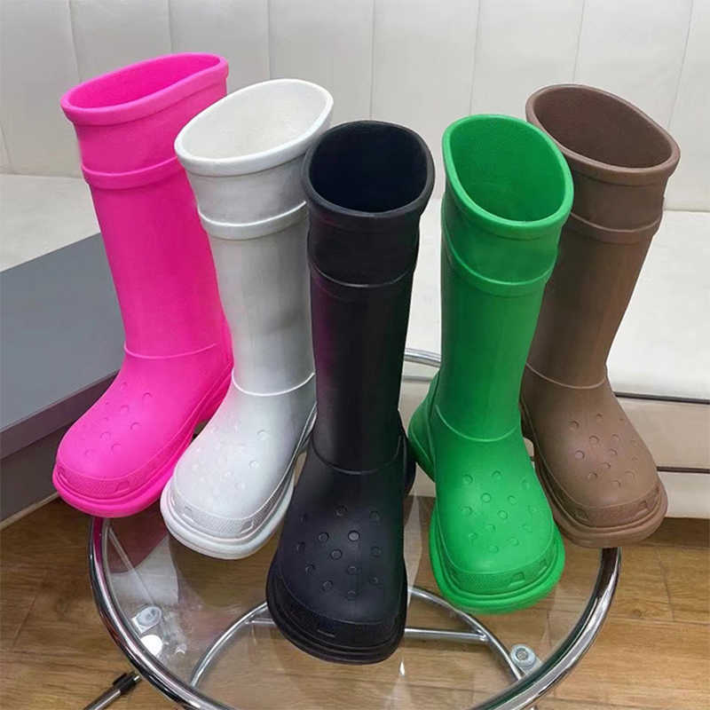 

2022 Designer Women Men Betty Boots PVC Rubber Beeled Platform Knee-high Tall Rain Boot Rubber Waterproof Welly Boot Luxury Non-Slip Water Boot With Box Size 35-45 NO434