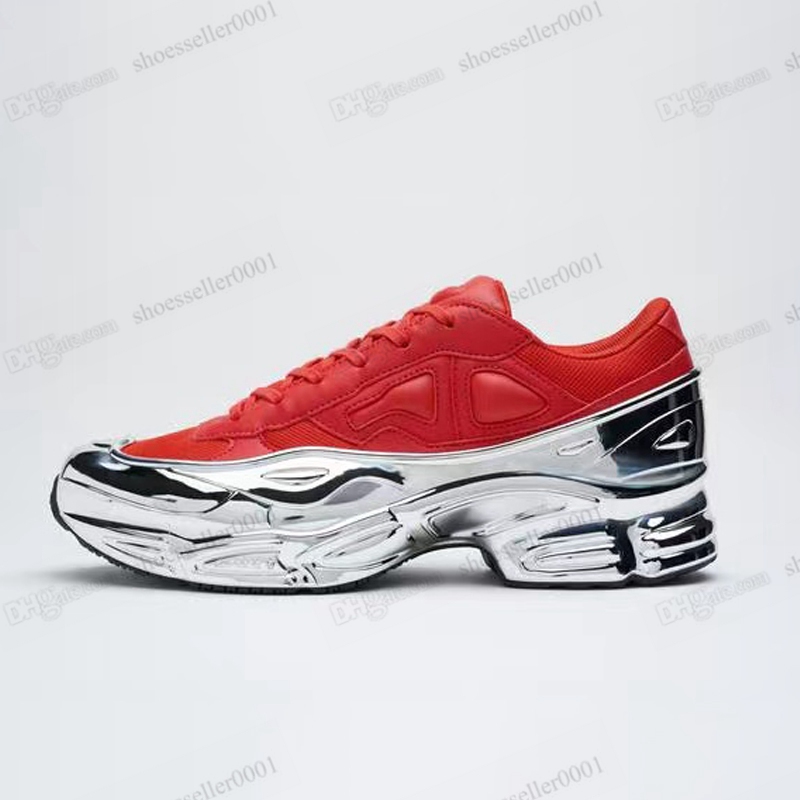 

raf Simon Ozweego Casual Shoes Clunky Metallic Silver originals shock roller men women classic Sneakers black blue pink red dorky trainers FSCY