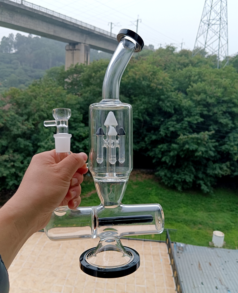 

Glass Bong Hookahs Inline Perc Water Pipes with Percolators 12 Inch Oil Dab Rig Recycler Bubbler for Dry Herb Smoking