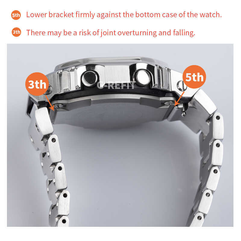 

Watch Bands G-Refit NEW DW5600 5610 G5600E 5600 Metal Bezel Stainless Steel Watchband Case Strap GWB5600 WtachCase Accessories WithTools T221219