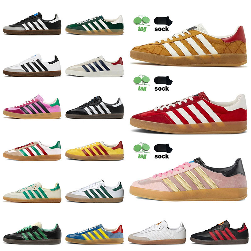 

High quality sambas vegan gazelle casual shoes men women dady luxury platforms trainers designer pink red velvet black and white green blue, A17