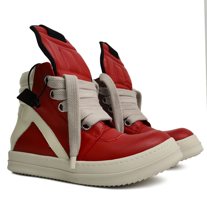 

Rick Hip Hop Man's Casual Shoes High Top Red Short Boots Owens Women Sneakers