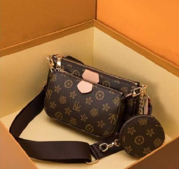 Dinner bag 3-piece women's messenger bag handbag flower designer shoulder lady leather-image-828809333
