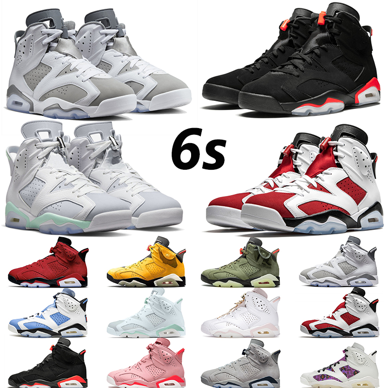 

Jumpman 6s basketball shoes carmine Gold Hoops Mint Foam Black Infrared Metallic Silver Cool grey Acid Wash Denim mens womens trainers outdoor sport sneakers, Infrared white