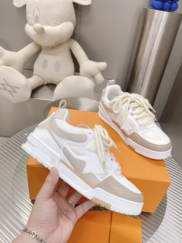 

Stylish Men Women Casual Skate Shoes Monograms Double laces Flower mesh calf leather suede outsole Winter Sneaker Designer Luxurys Fashion Ladies Sports Shoes 35-45, Customized