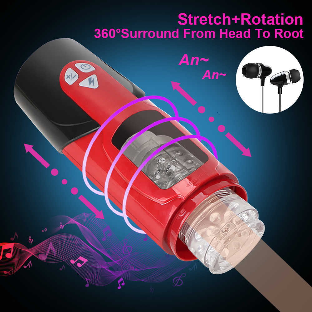 Electric Climax Intelligent Voice Real Vagina Automatic Telescopic Rotation Male Masturbator Adult Sex Toys for Men