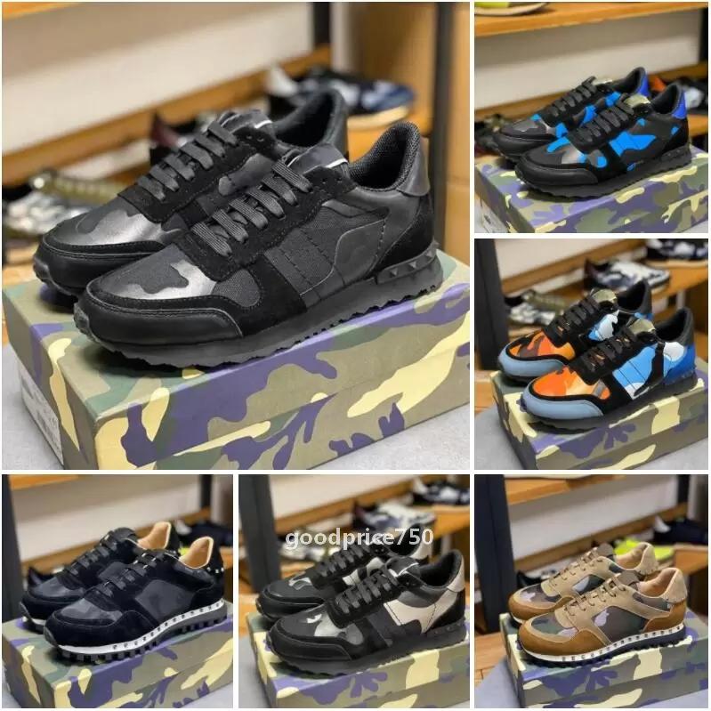 

Top Quality Camouflage Sneaker Womens Mens Rivet Shoes Studded Flats Mesh Camo Suede Leather Casual Trainers R Valentinoe''Valentinoity cyM, Color 32