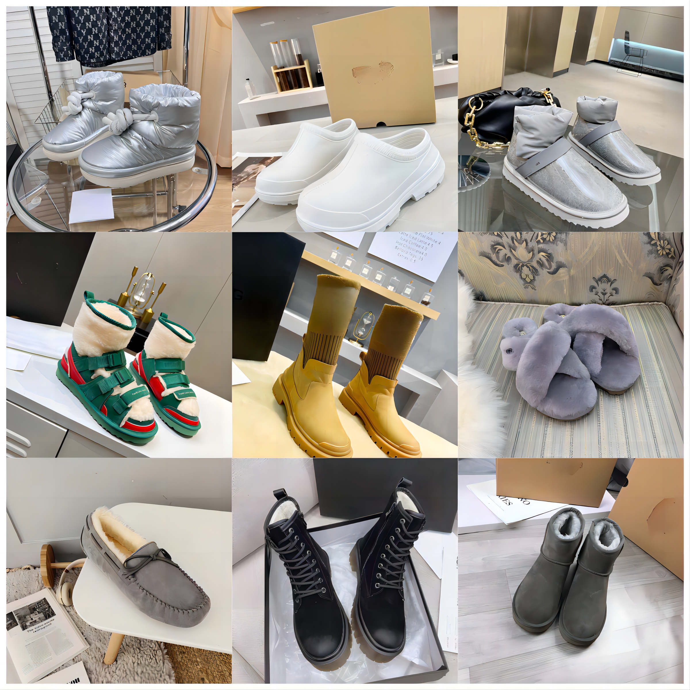 

Boots Black Ankle Biker chunky platform flats combat Boots low heel lace-up booties leather chains logo buckle women luxury designers shoes factory Footwear-12, U13