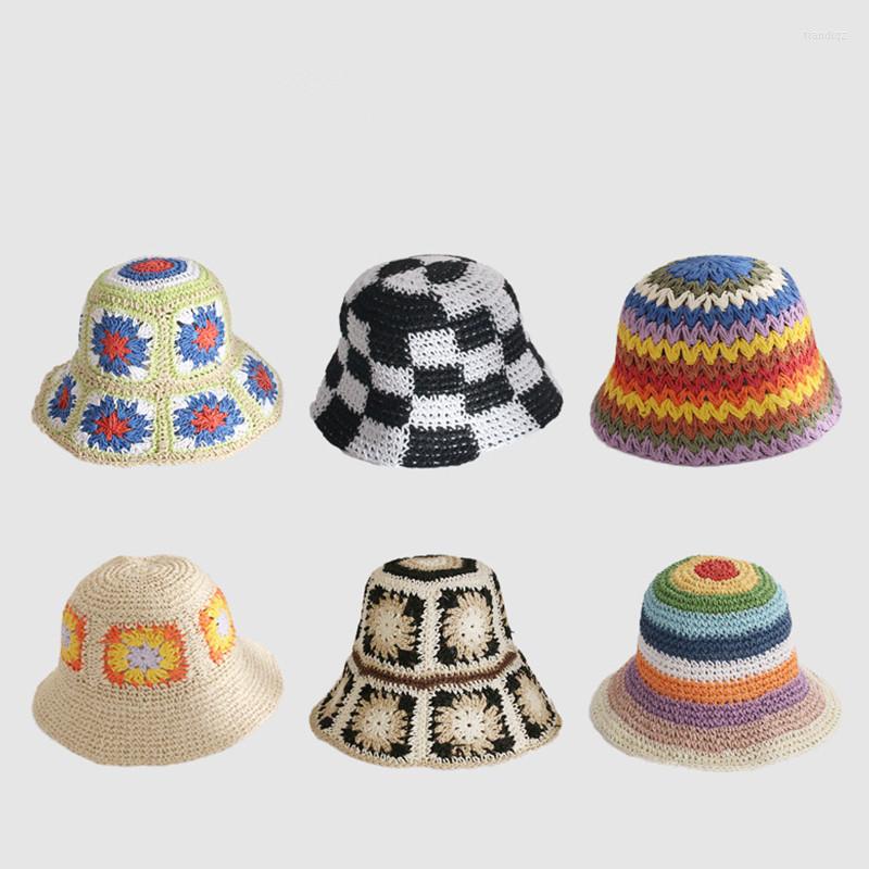 

Wide Brim Hats 2022 Women Straw Crochet Hat Panamas UV Protection Sun Visor Beach Foldable Female Summer