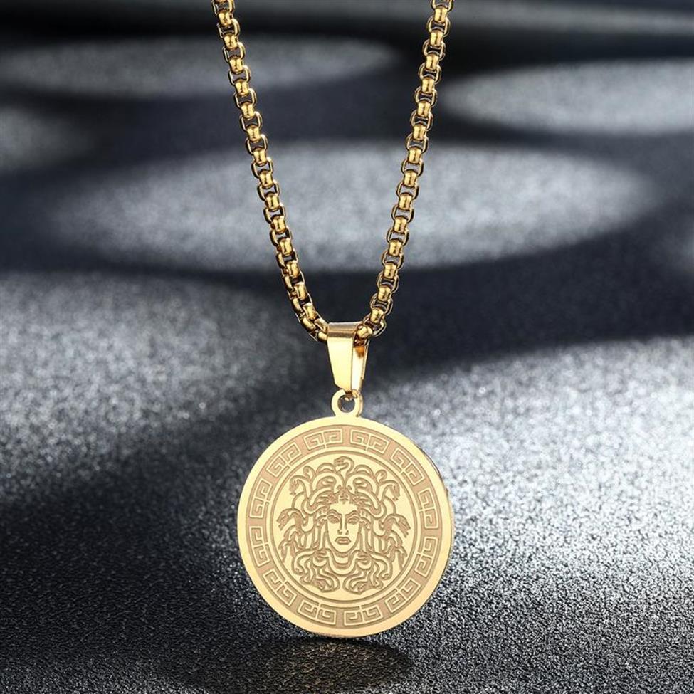 

Pendant Necklaces Exquisite Mythical Medusa Necklace Women Men Ancient Greek Symbol Jewelry Stainless Steel Pagan Gift257S