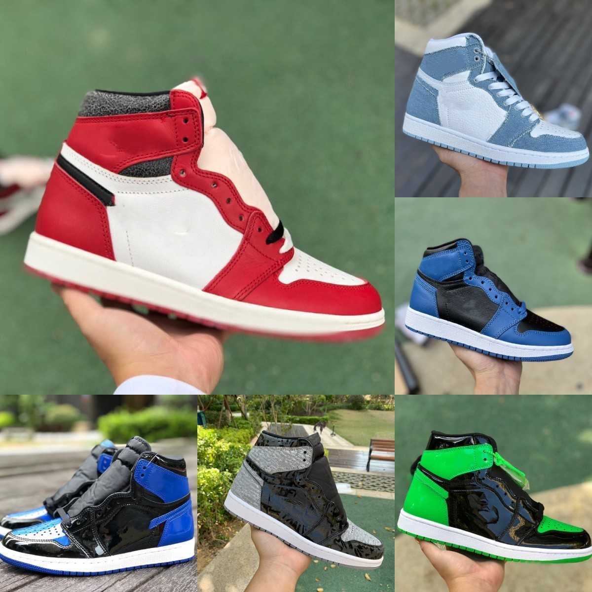

2023 New Arrivals Original Jumpman 1 Basketball Shoes 1s Patent Leather Black Blue 2.0 Patent Leather Fragment Low Men Women Sneaker Trainer Designer S01, Shau1