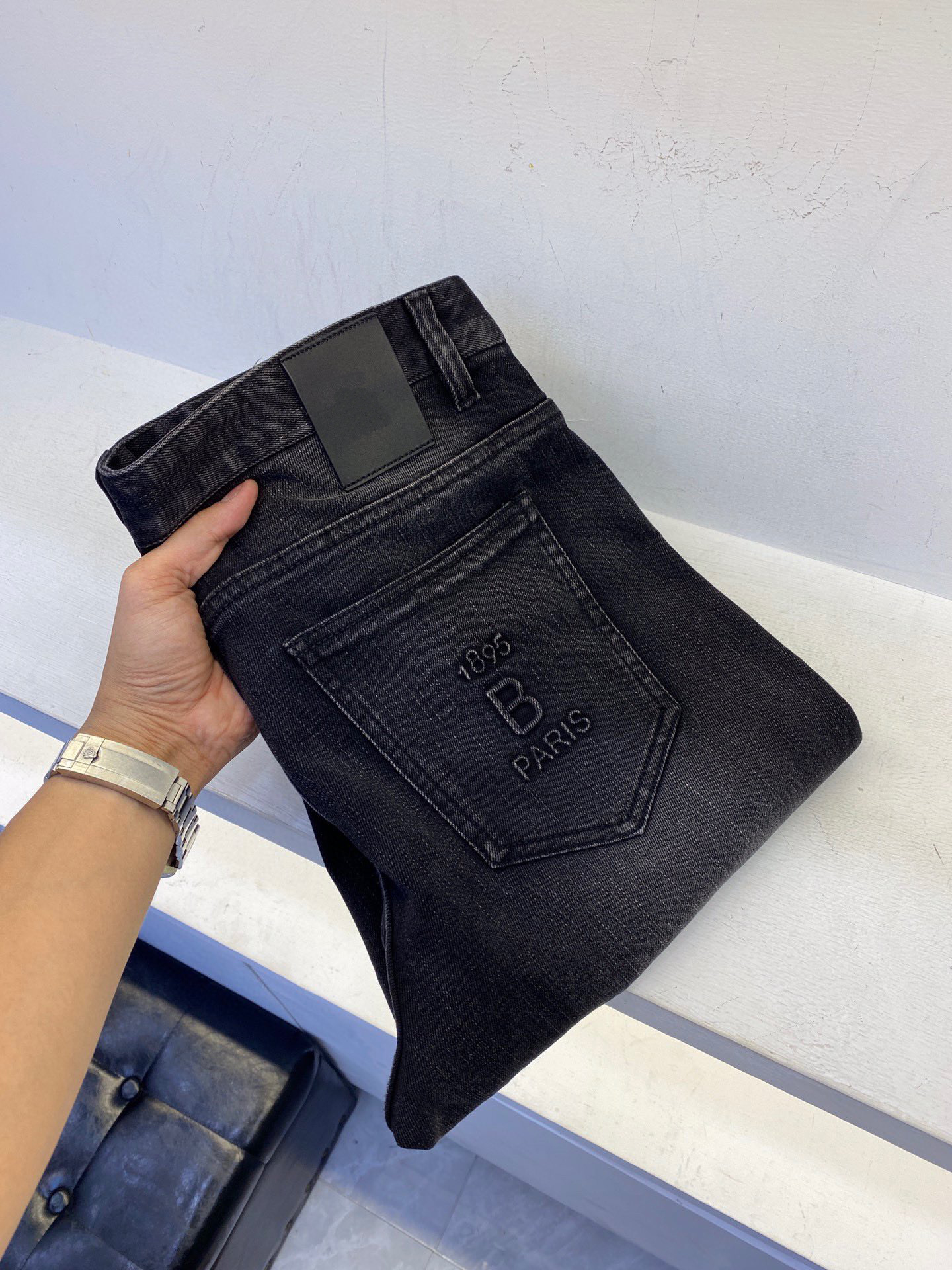 

New brand mens jeans fashion pocket embroidery element design luxury top designer jeans, Dark blue