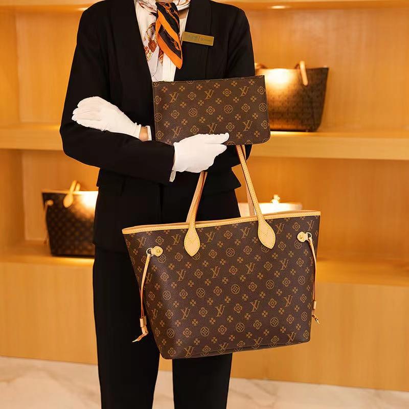 

Luxury Designer Bag 2pcs Set Women Bags Handbag Shoulder Classic Naverfull Louiseitys viutonity Composite Clutch Tote Bag Louis Female Coin Purse Wallets vuitton, Brown presbyopia