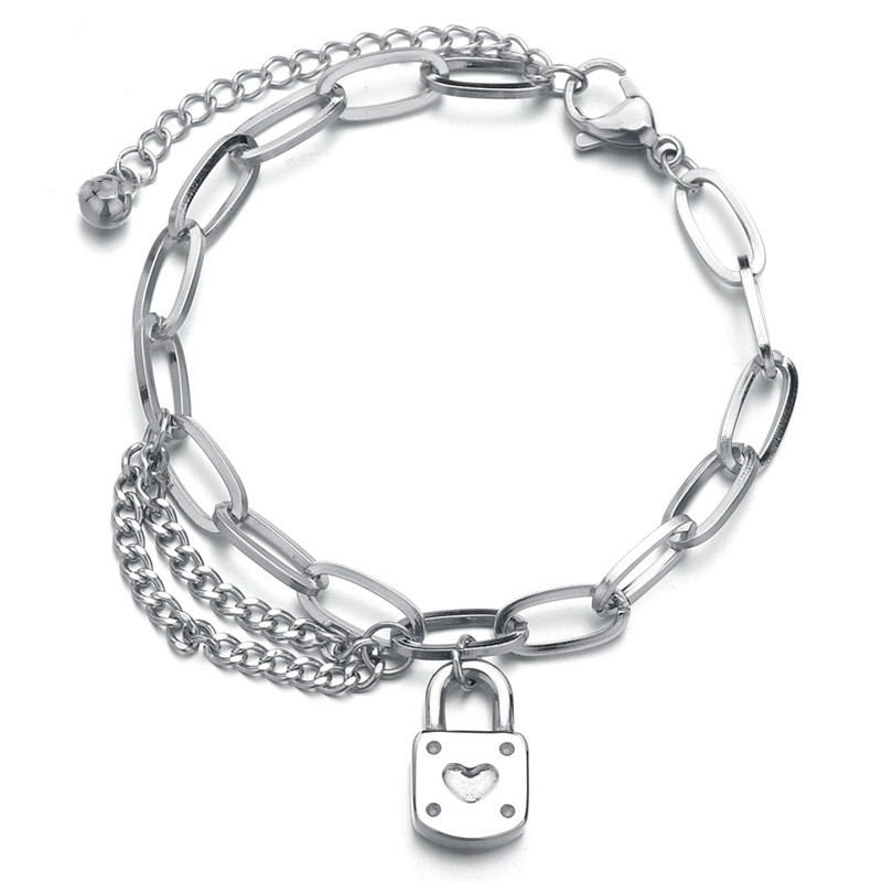 

INS retro heart shaped lockhead bracelet channel jewelry designer bracelets men bangle ice out westwood charm luxury wholesale evil eye Bracelets for women charome