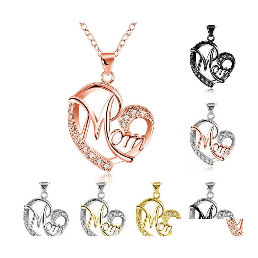 

Pendant Necklaces Selling Sier Gold Plated Mom Necklace Womens Two Tone Chain Jewelry Mothers Day Gifts 45Cm Drop Delivery Pendants Otmbc