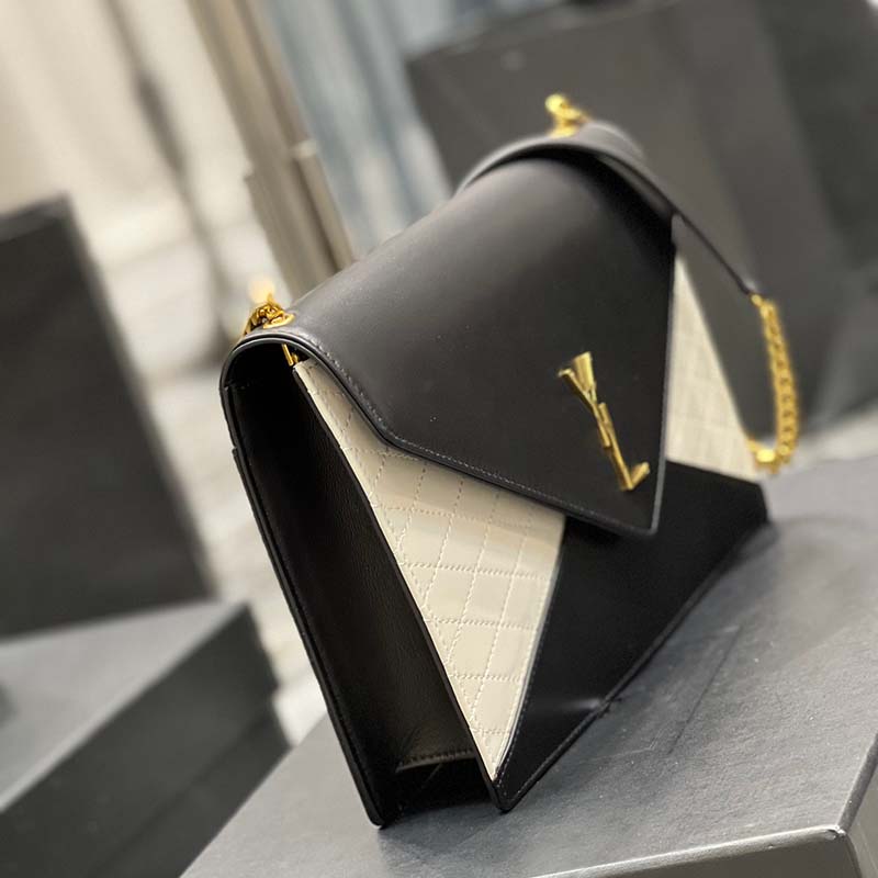 

5A NEW WAVE purses designer bags large shoulder chains crossbody clutch purses genuine calfskin leather grosgrain lining message handbags wallet, Split