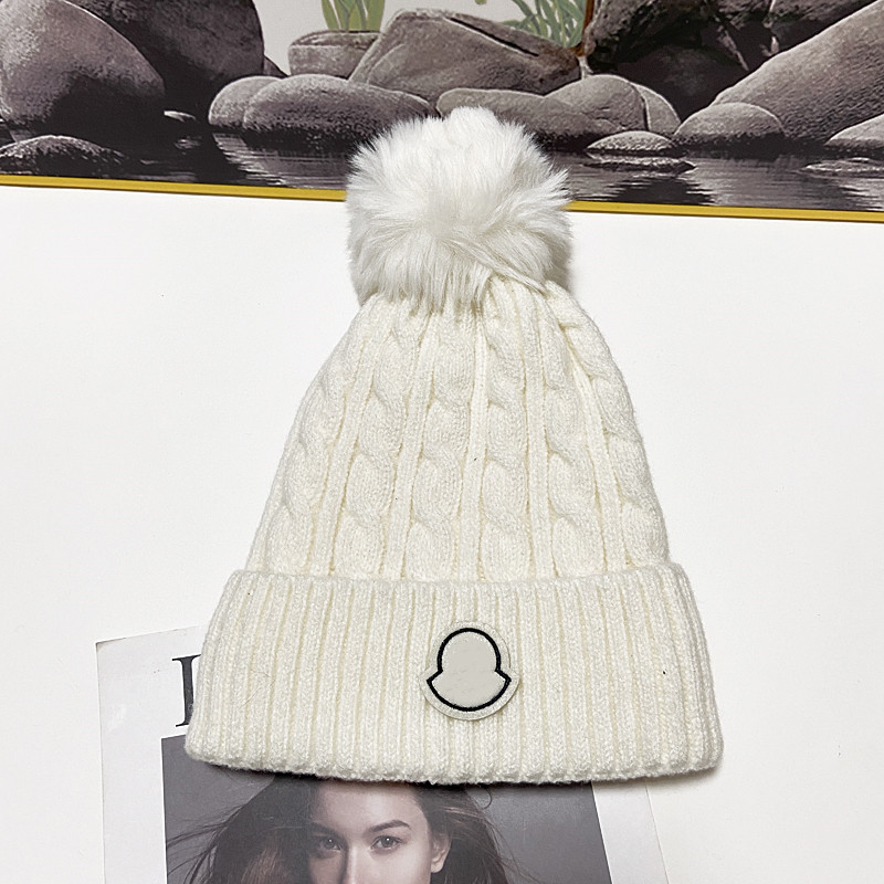 

Door Designer Winter knit hoodless Woolen hat Women's thick knit thick warm faux fur pom beancap milliner Hoodless hat 7 colors