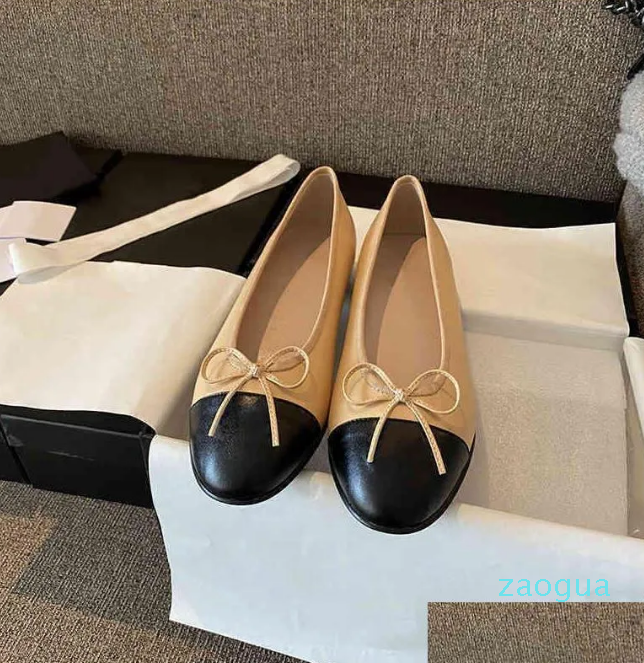 

2022 Dress Shoes Loafers Designer Fashion Color Matching Princess Small Leather Women Luxury Bow Shallow Mouth Sandals Evening Party Drop Dhsy8, Gold