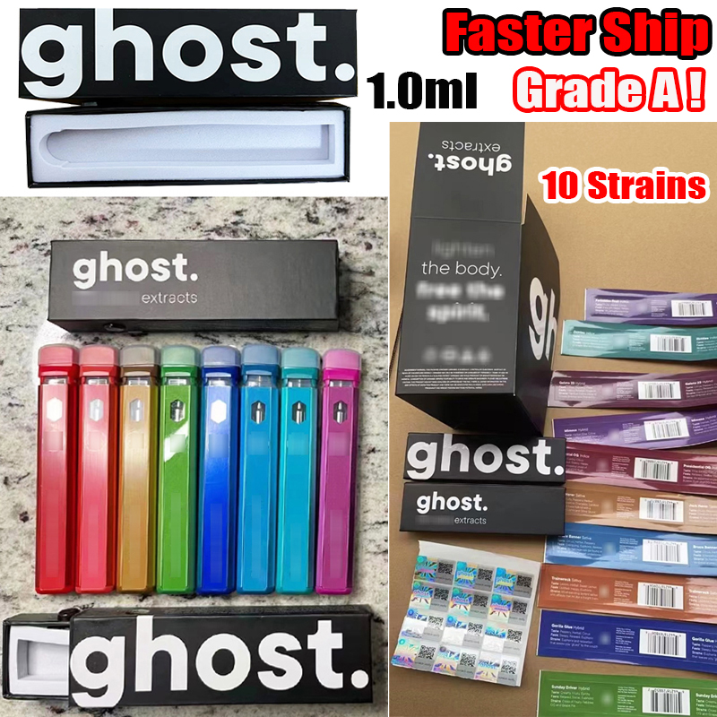 

Wholesale Ghost Disposable Vape Pen E Cigarette 10 Flavors 1.0ml Rechargeable Starter Kit Vapes Cartridges Oil Carts Device Pods Vaporizer Dab With Micro Usb Empty