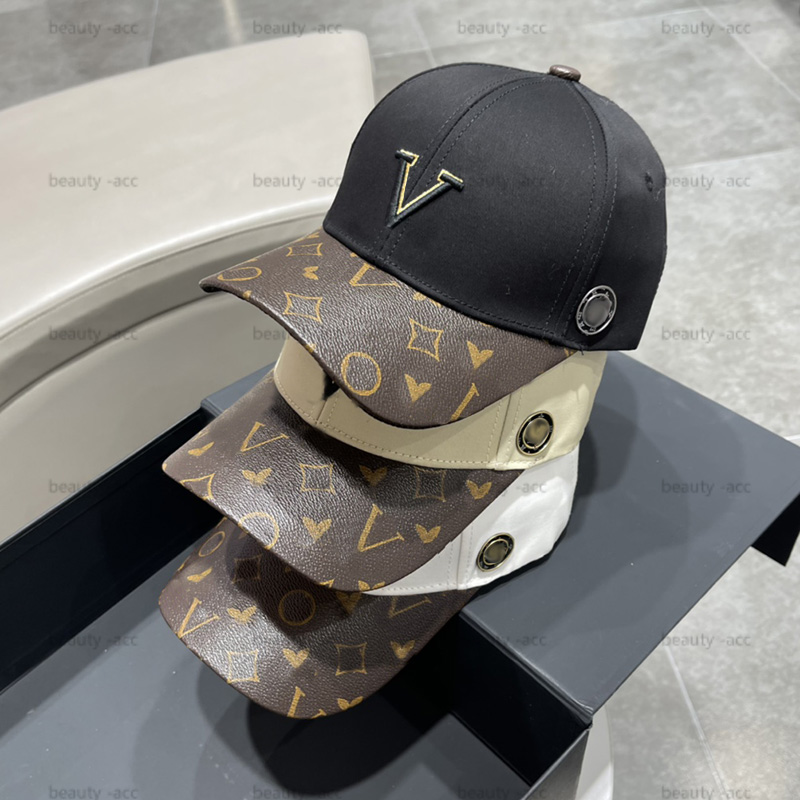 

Luxury Designer Baseball Cap Leather Splicing Design Brand Hats Casquette V Bucket Hat For Men Womens Classic Travel Sunshade Caps Bonnet, Multi