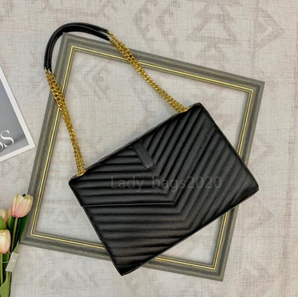 

Newset Classic Jumbo 31CM X Large Shape Flap Chain Shoulder Bags Handbag Women Clutch Messenger Bag Crossbody Purse Shopping Tote, As pic 1-black-black-v