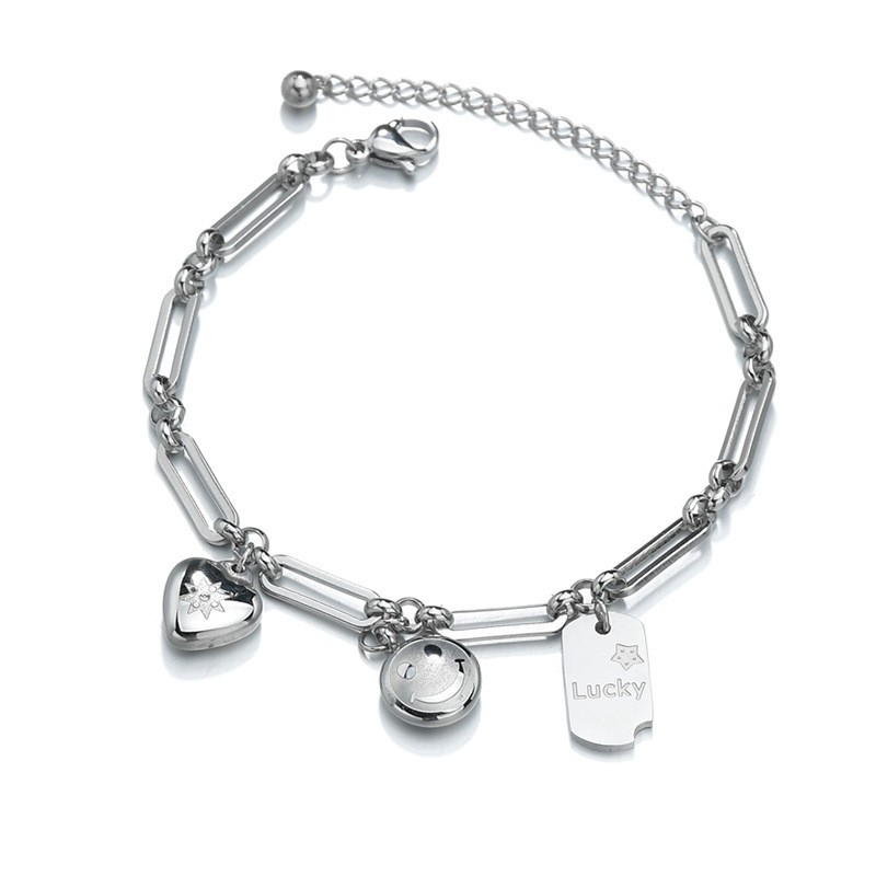

bracelet designer for women evil eye charome wholesale lobster silver plated charm party LOVE round plate chain simple personality jewelry design hand bracelets