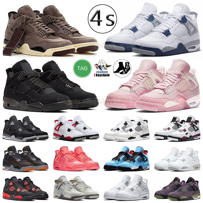 

jumpman 4 pink women basketball shoes mens j4 black cat 4s basketballs sneakers violet ore brown photon dust militrary blacks ts blue red cement thunder navy trainers, J23 40-47 union off noir