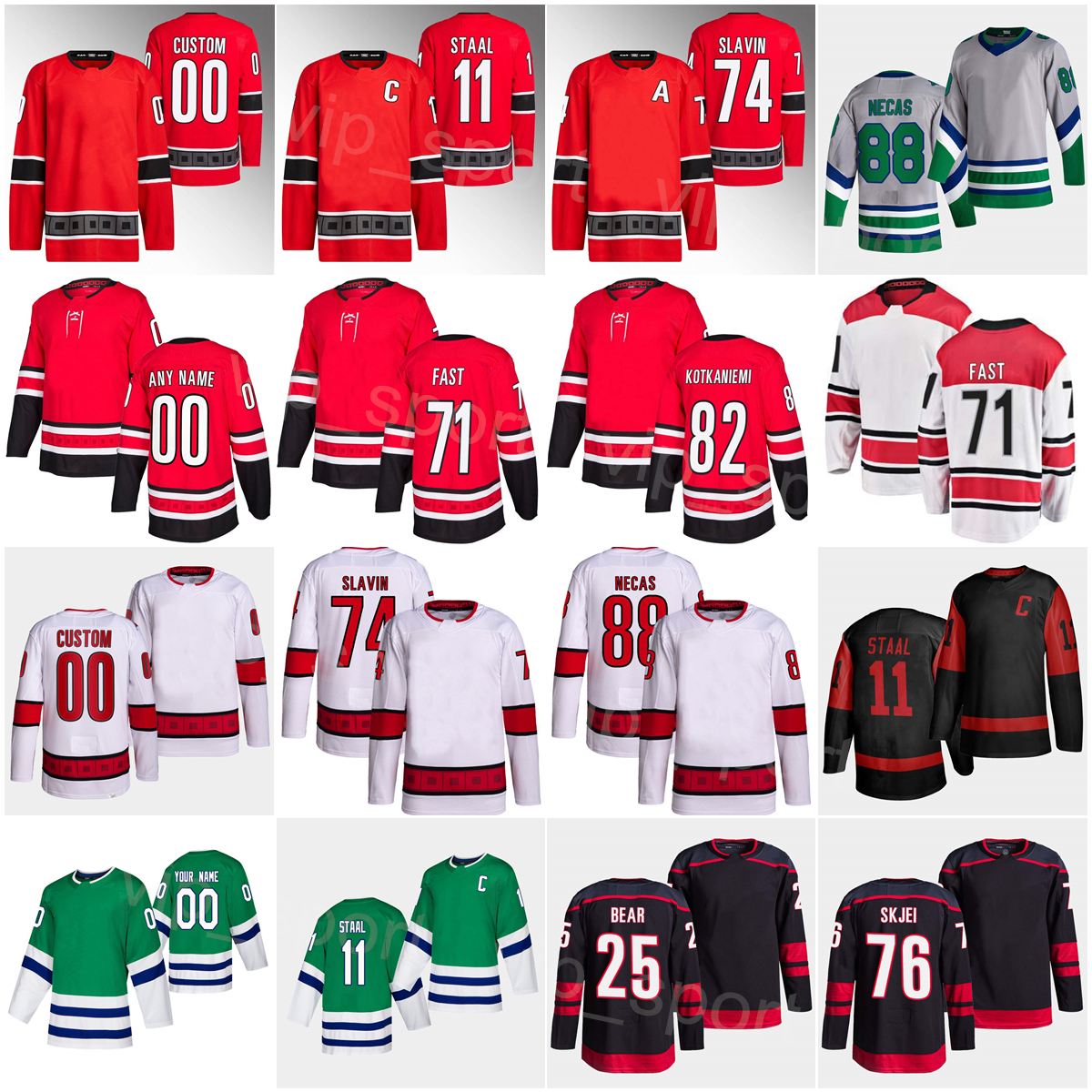 

2022 Reverse Retro Hockey 76 Brady Skjei Jerseys 88 Martin Necas 11 Staal 18 Derek Stepan 24 Seth Jarvis 22 Brett Pesce Jesper Fast Ethan Bear Jaccob Slavin Custom Name, White