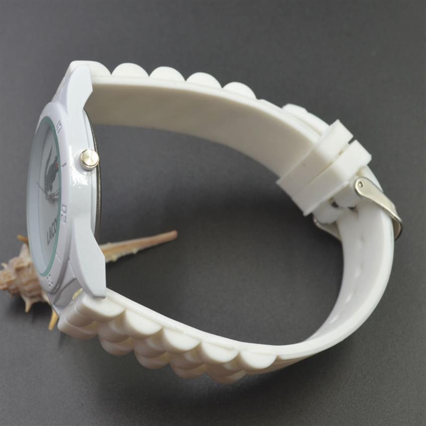 

Casual Watches Women Men Unisex Animal Crocodile Style Dial Silicone Strap Analog Quartz Wrist Watch301P, White