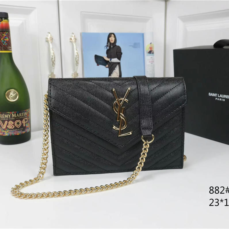 

gg guccie ysl ysls 2022 Luxury Handbag Shoulder Bag Brand LOULOU Y-Shaped Designer Seam Leather Ladies Metal Chain Black Clamshell Messenger Chain Bags Wholesale