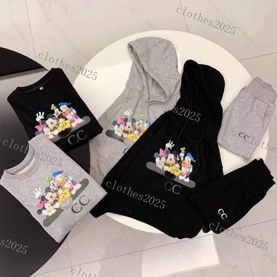 

Designer Tracksuit Childrens Clothing Hoodies Sets Pullover Pants top Brand Solid Printed with The Letters Sports Velvet Style Kids Girls 2023 gray black colour, 2#