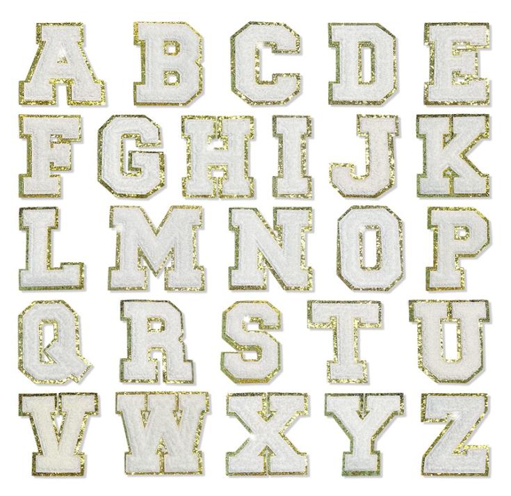 

Notions White Letter Alphabet Patch Glitter Chenille Embroidered Patches for DIY Clothing Hats Jacket Iron on Accessories Applique9595837