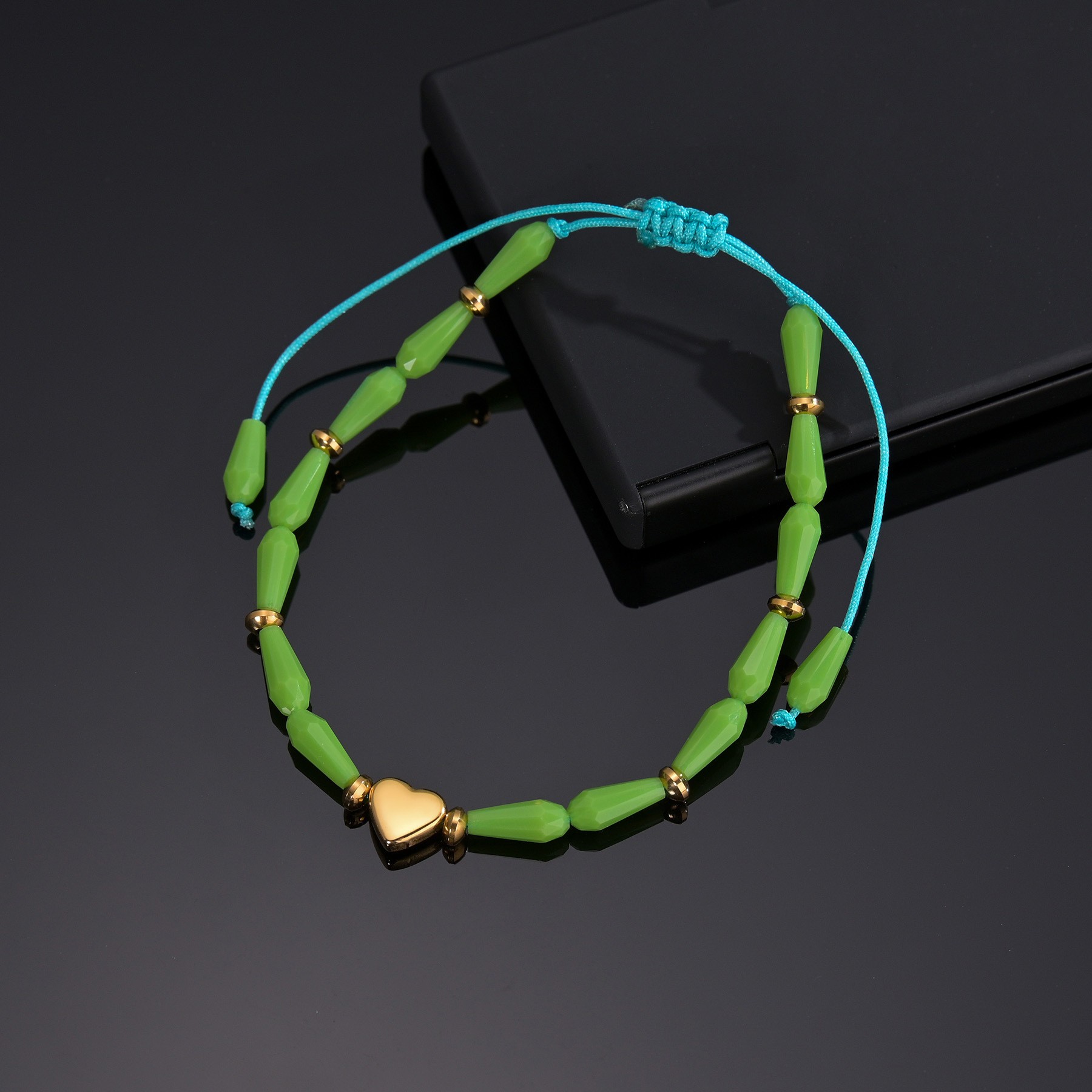 

jewelry designer bracelets for women westwood mens 18k gold plated simple personality style green water drop glass beads LOVE flower pull string bracelet wholesale