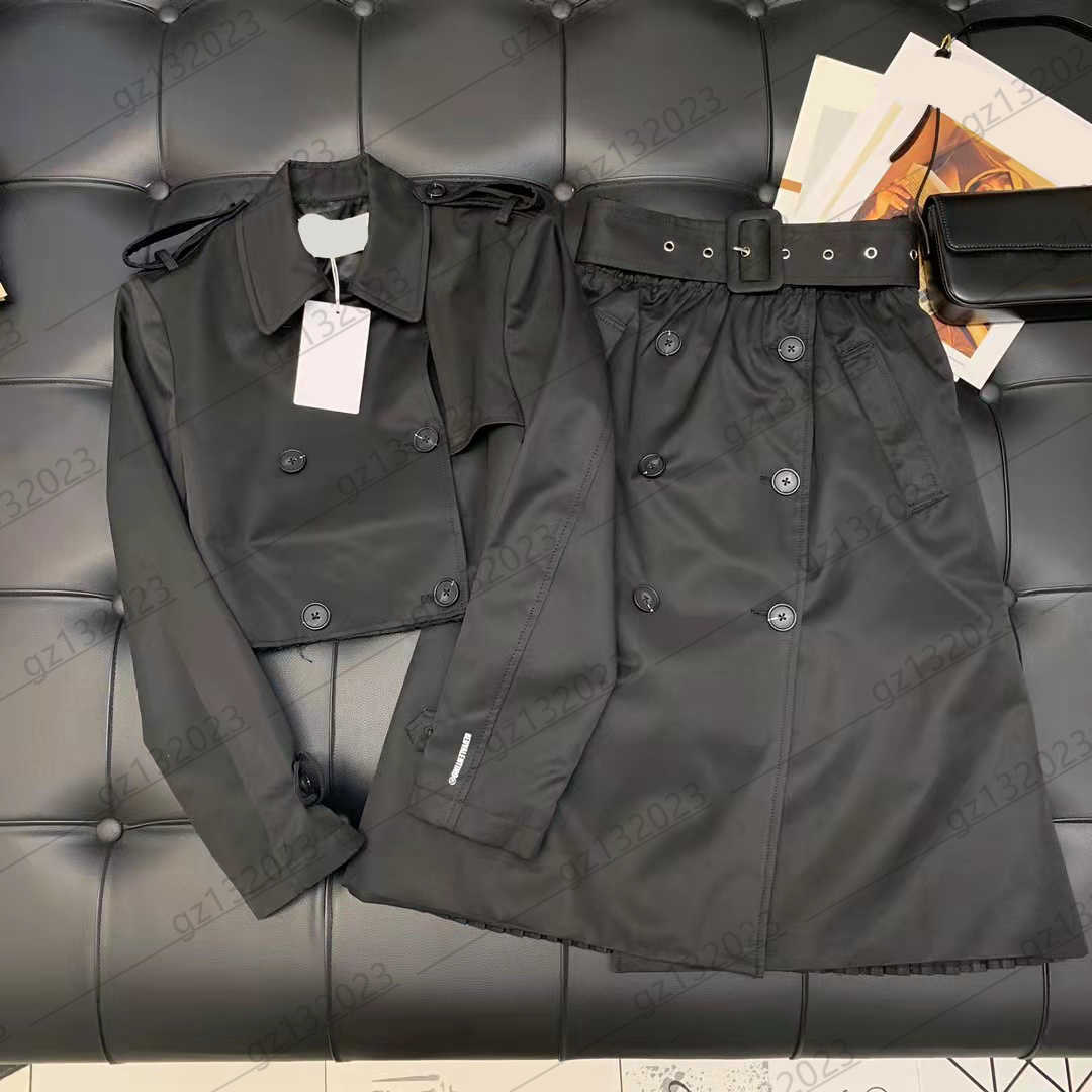 

Womens Three Pieces Dress Double Row Buttons Open Lapel Short Jacket Belt Design High-waisted A-line Skirt Fashion Commuting Style Women Apparel, White